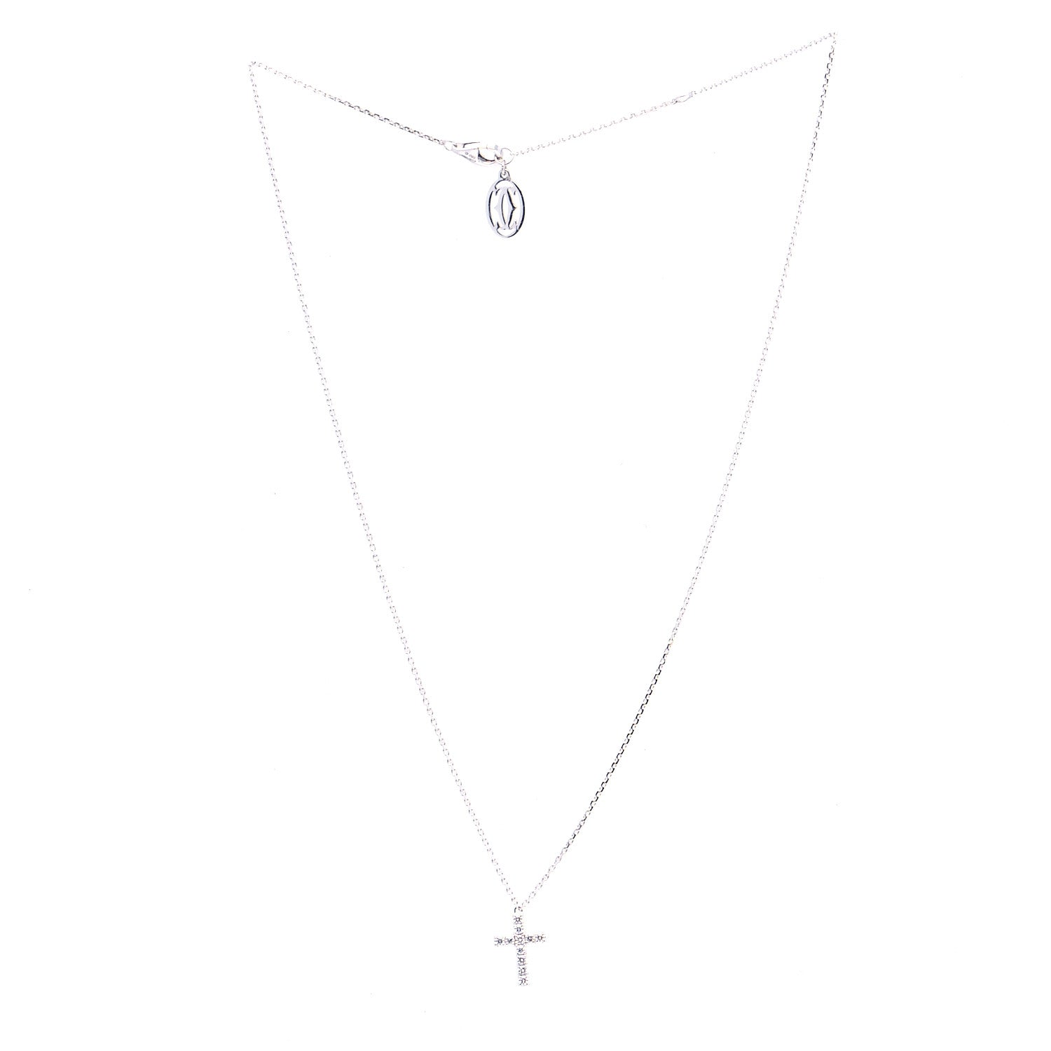 Cartier 18K White Gold Diamond Symbols Cross Pendant Necklace 2 of 6