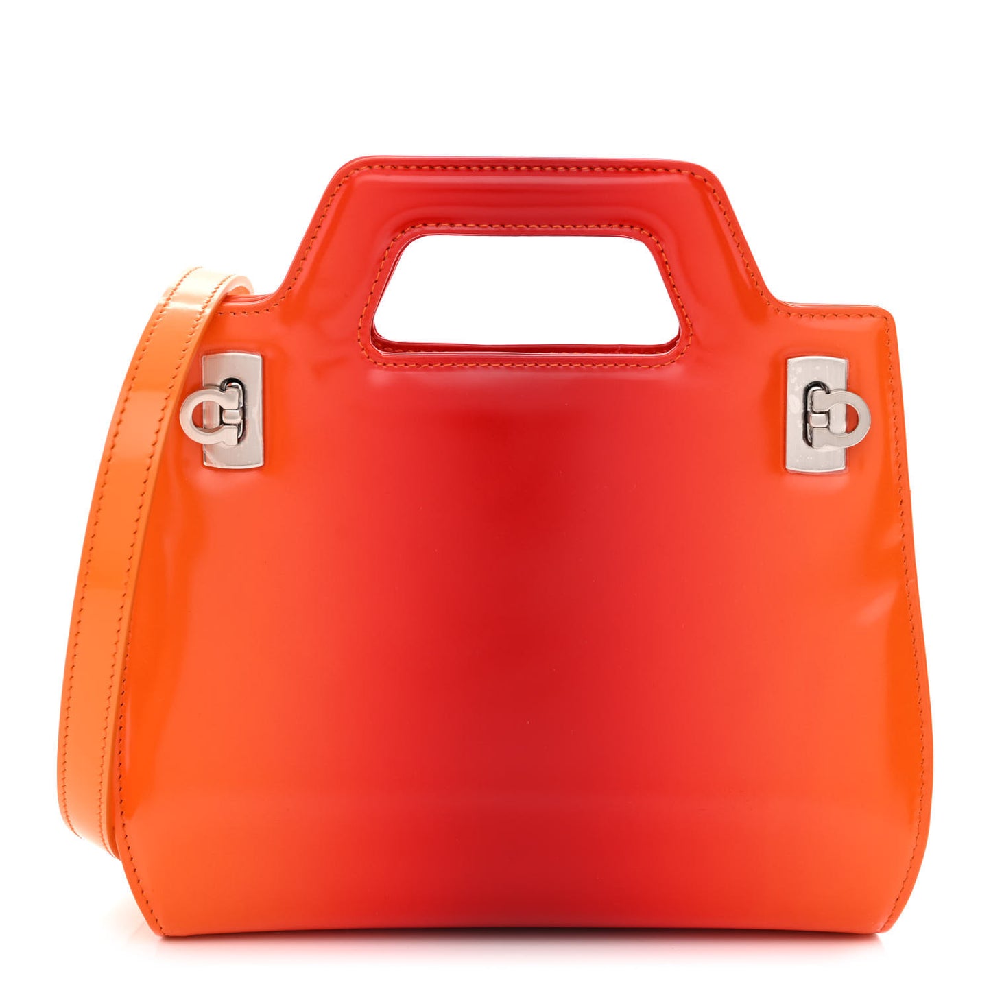Smooth Airbrushed Calfskin Mini Wanda Top Handle Bag Orange Multicolor