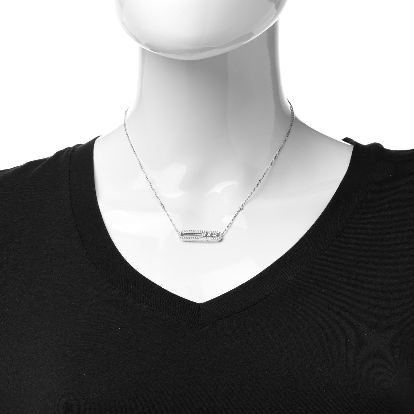 18K White Gold Diamond Baby Move Pave Necklace