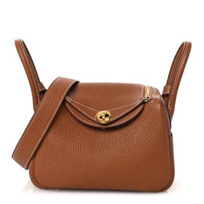 Hermes Taurillon Clemence Mini Lindy 20 Gold 1 of 14