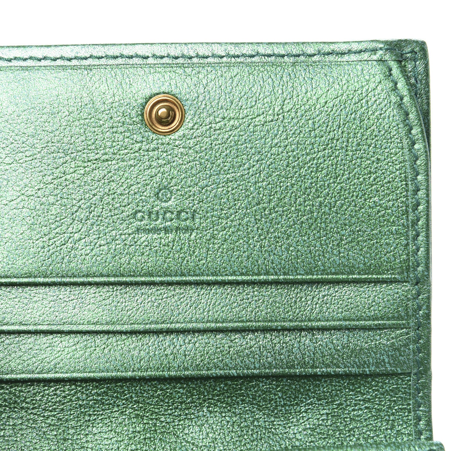 Gucci Laminated Nappa Trapuntata Zumi Card Case Jasmine Green 6 of 8