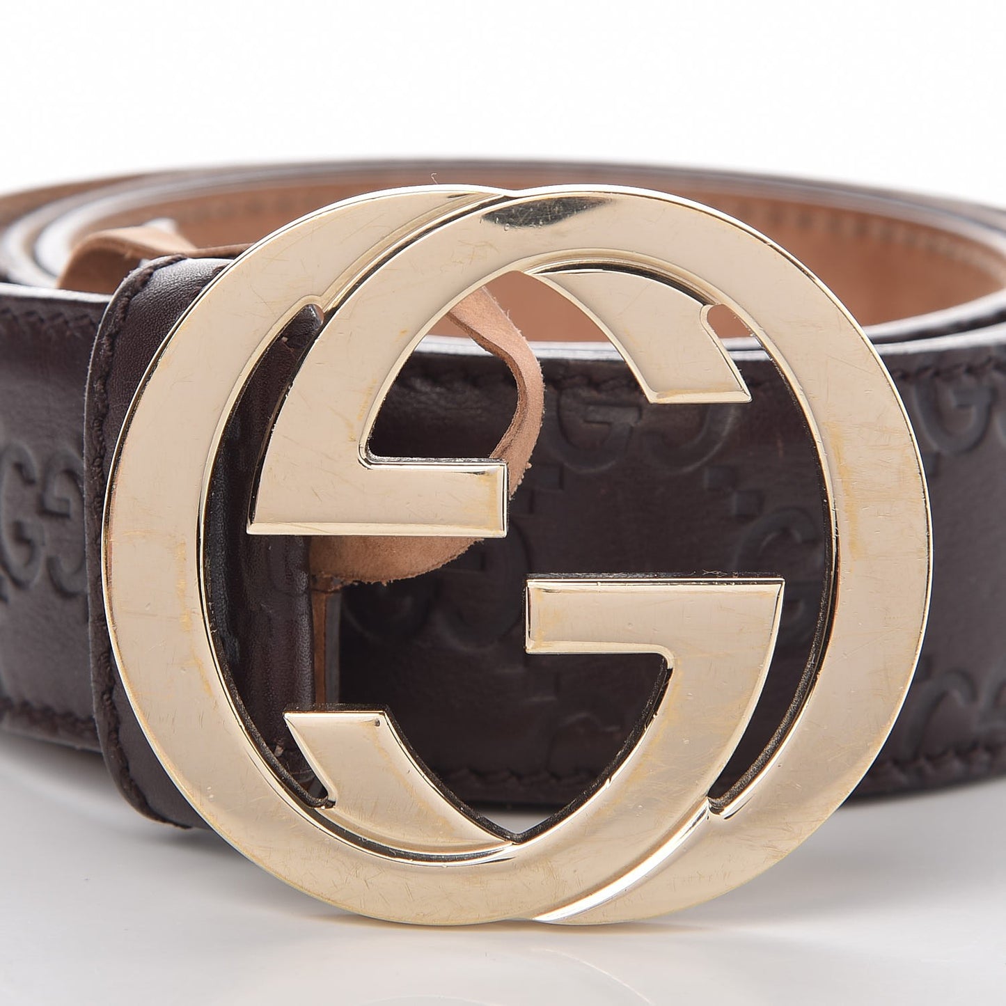 Guccissima Signature Interlocking G 40mm Belt 95 38 Chocolate