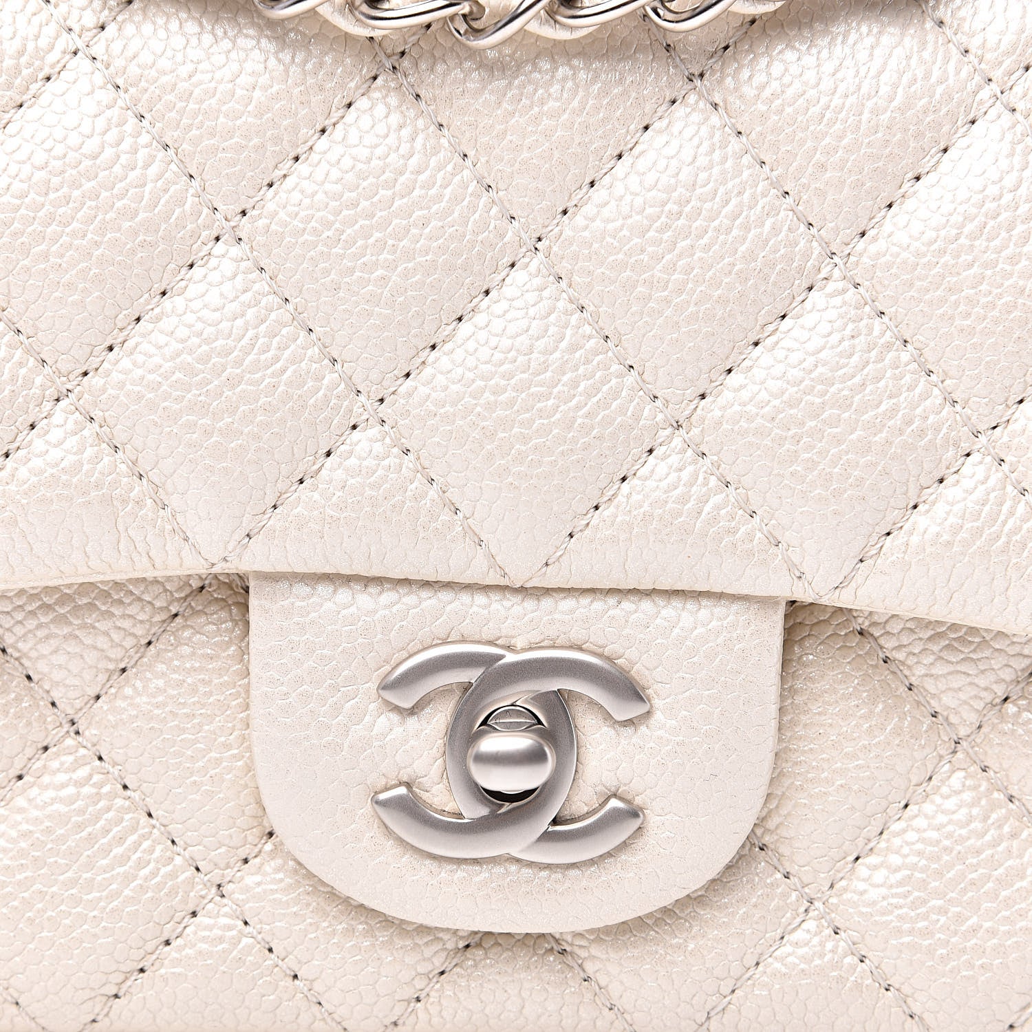 Chanel Pearly Caviar Quilted Mini Rectangular Flap White 10 of 10