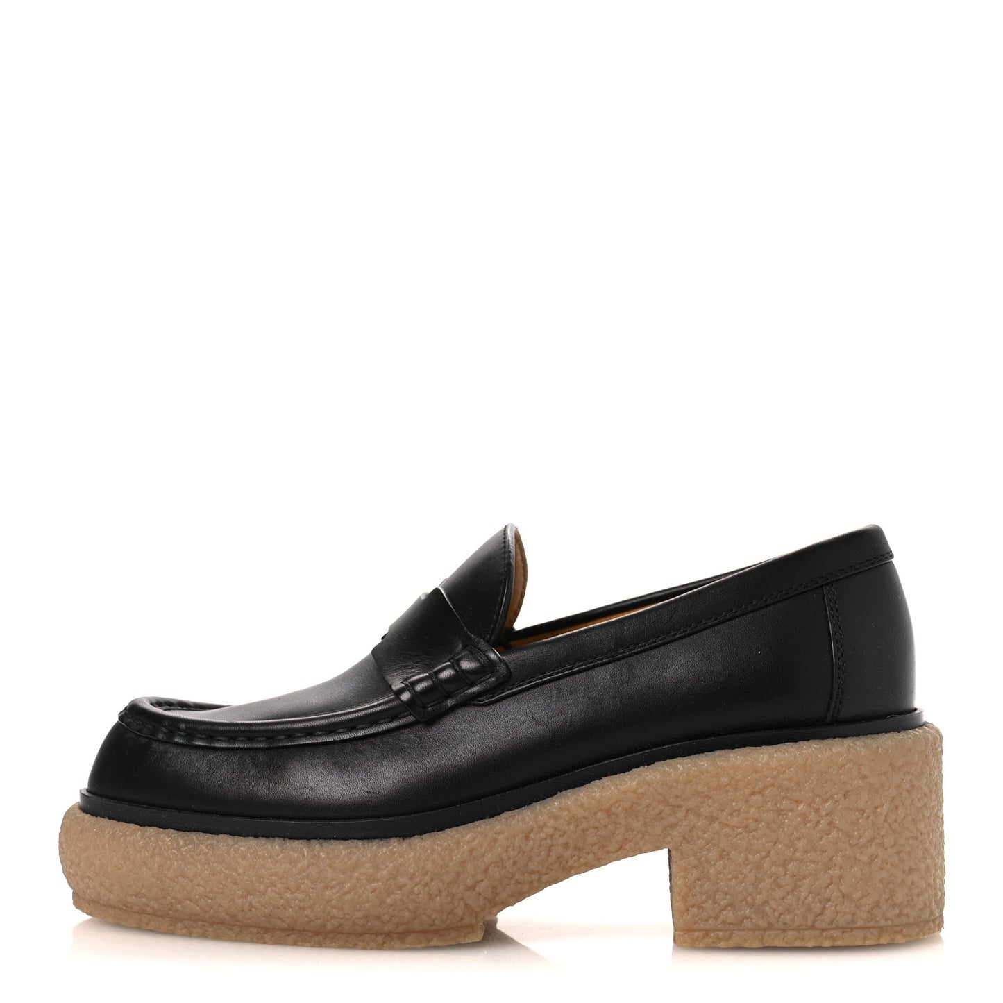 Glazed Calfskin Womens Fanny Loafers 36 Black