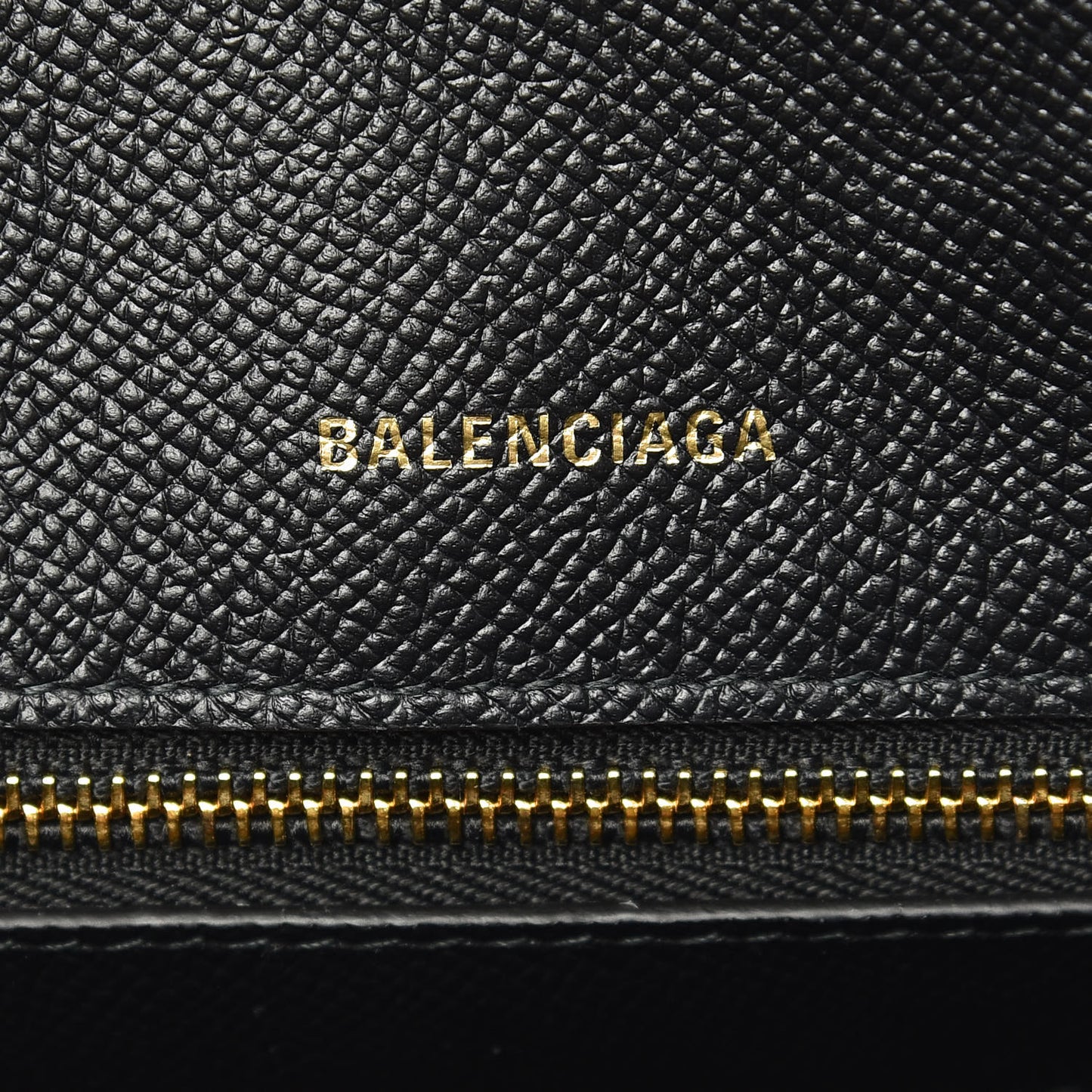 Signature Grained Calfskin Logo S Ville Top Handle Bag Black
