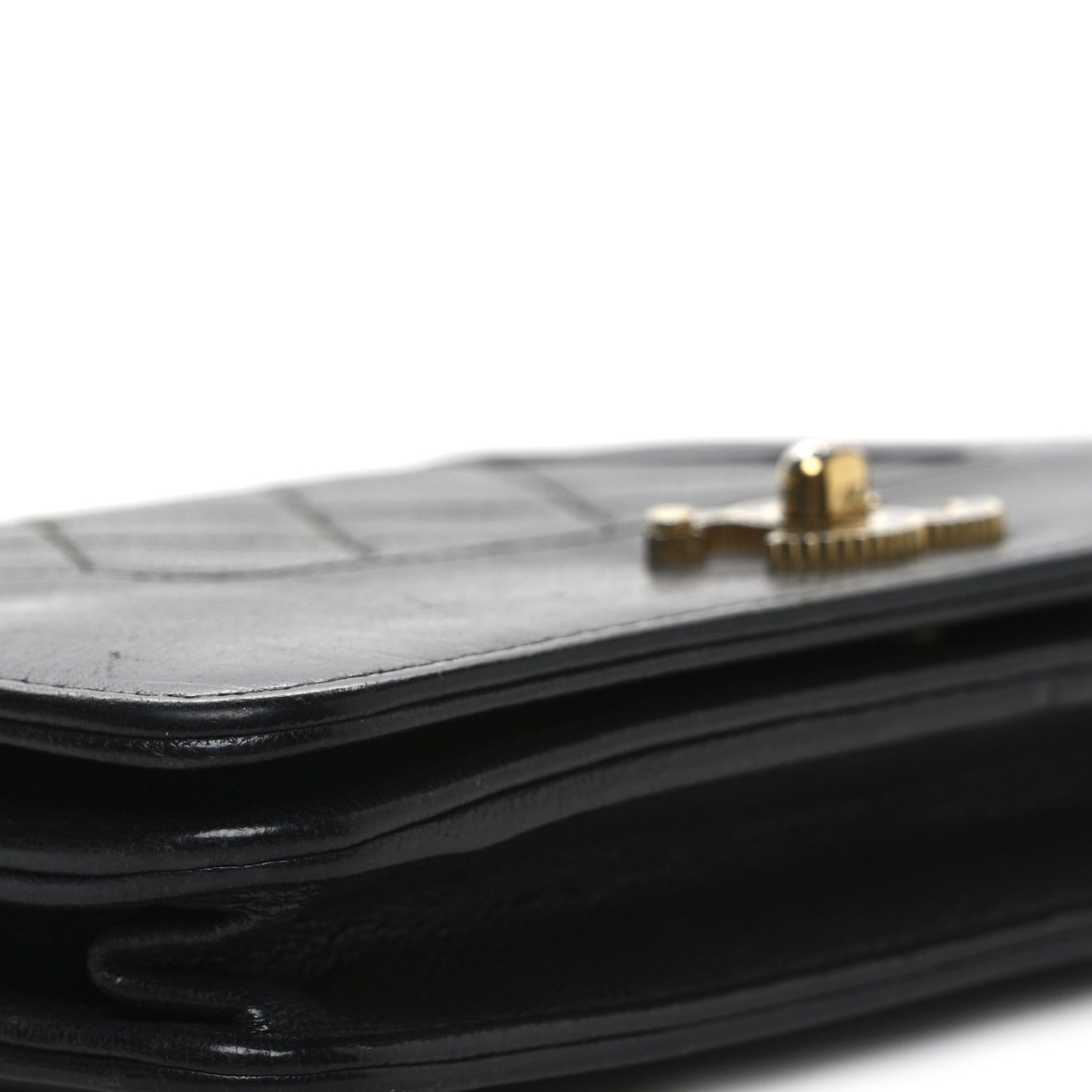 Sheepskin Quilted Mini Vintage Mademoiselle Wallet On Chain WOC Black