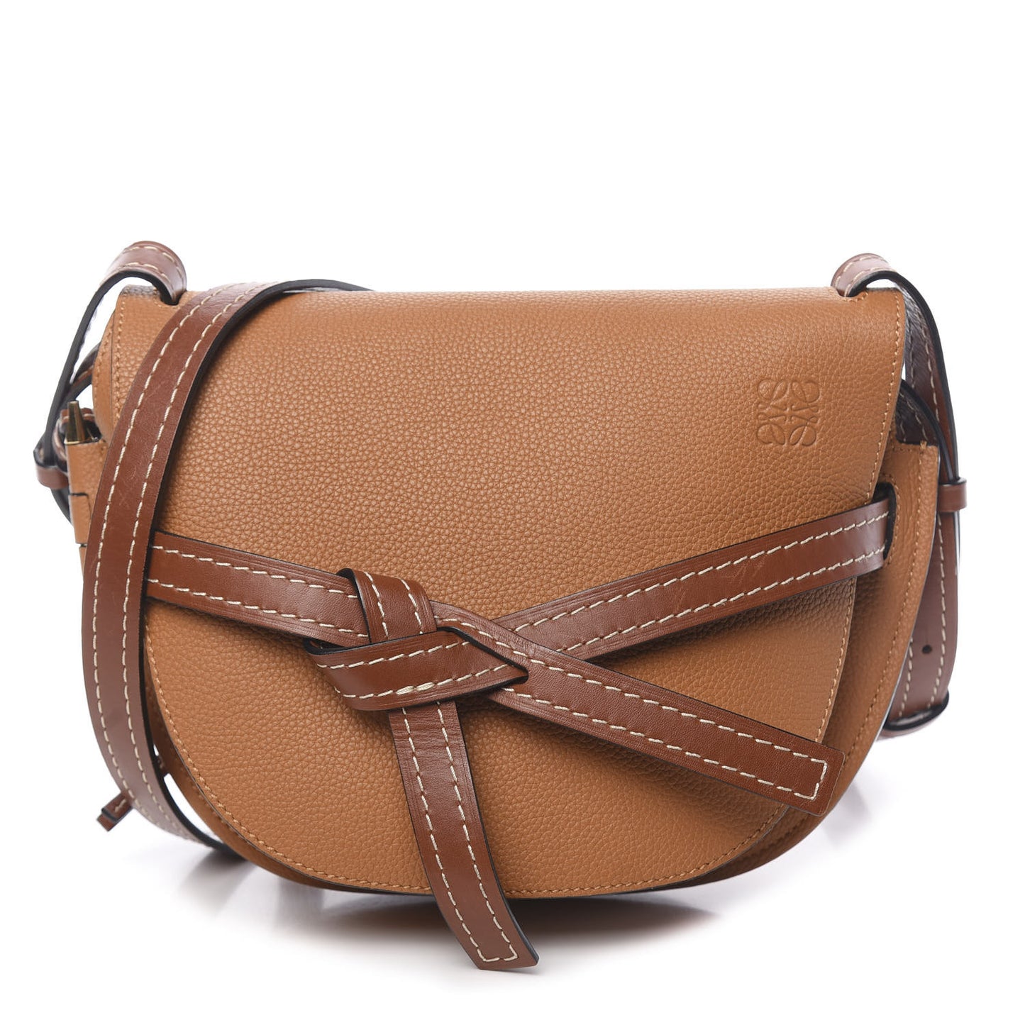 Grained Calfskin Small Gate Crossbody Bag Caramel Pecan
