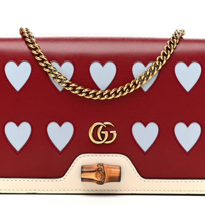 Gucci Calfskin Lovelight Mini Diana Chain Bag Mystic White Red 7 of 9