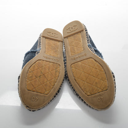 Chanel Denim Toile CC Espadrilles 40 Navy Black 5 of 7