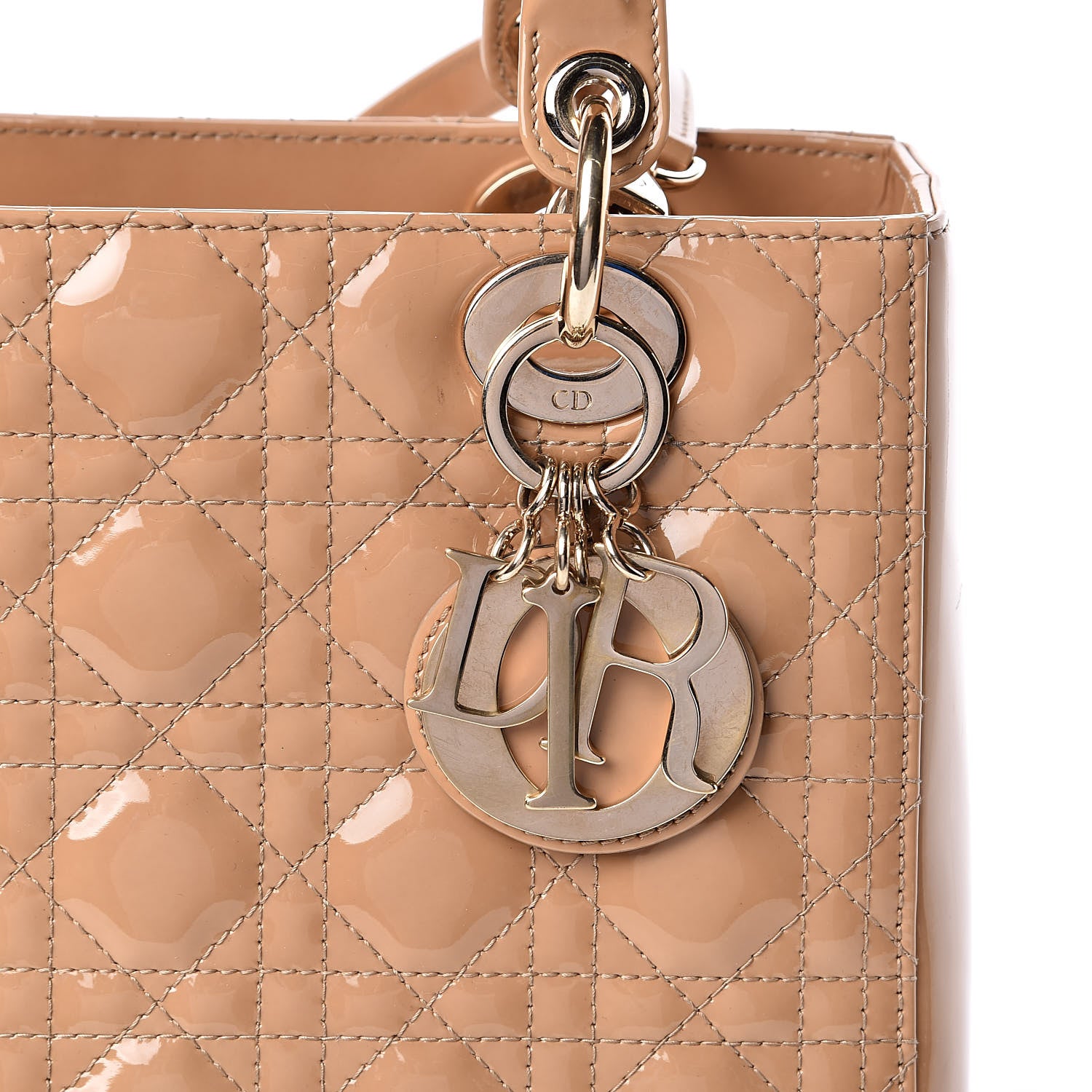 Christian Dior Patent Cannage Medium Lady Dior Beige 10 of 13
