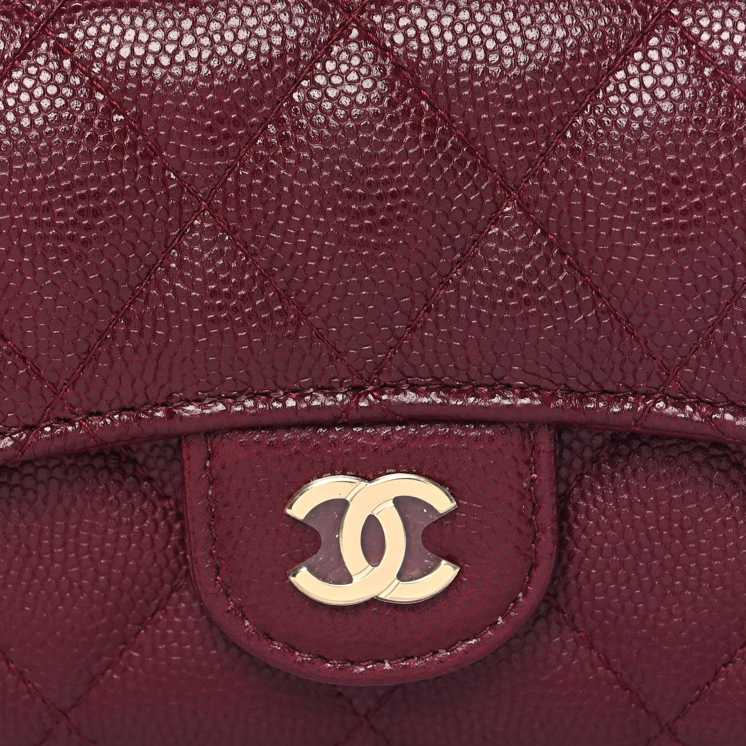 Chanel Caviar Quilted Flap Card Holder Wallet Burgundy 9 of 10