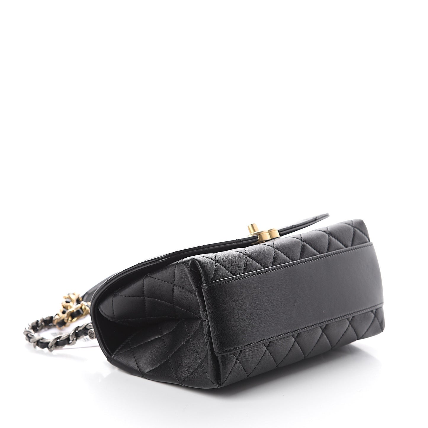 Lambskin Quilted La Parisienne Top Handle Flap Black