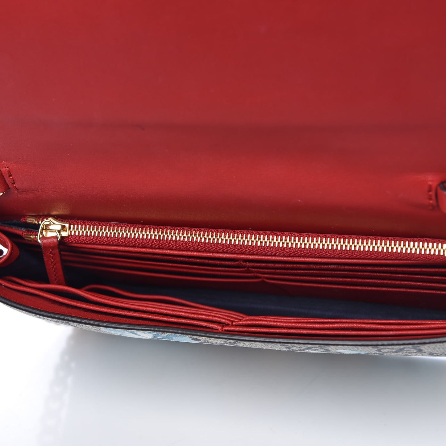 GG Supreme Monogram Blooms Chain Wallet Blue