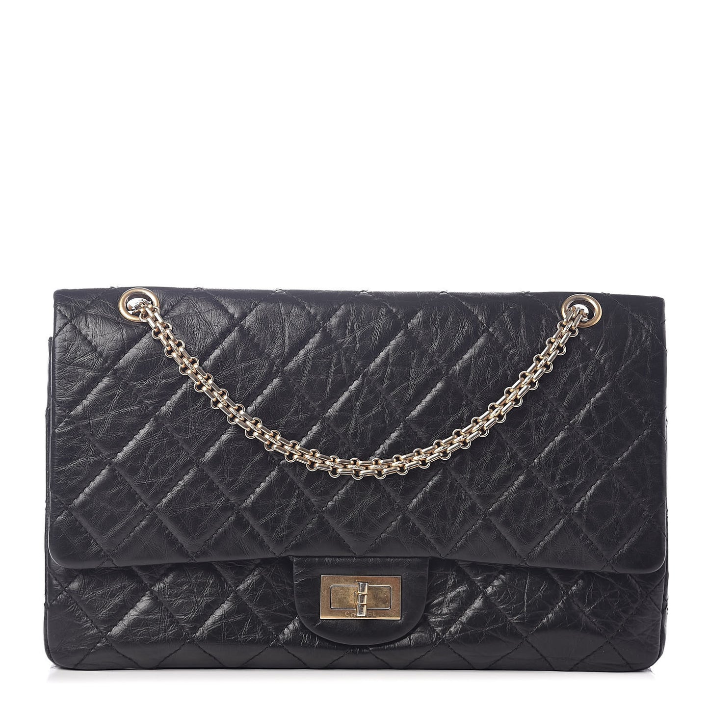 Aged Calfskin Quilted 2.55 Reissue 227 Flap Black