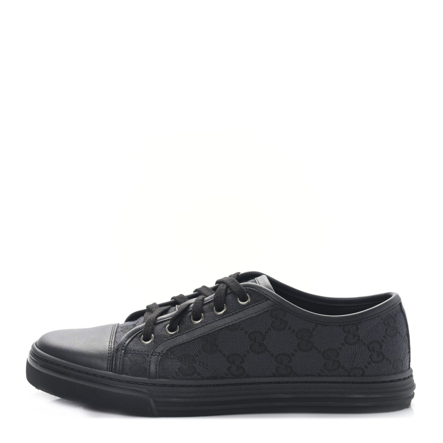 GG Monogram Calfskin Womens Low Top Sneakers 38 Piombo Black