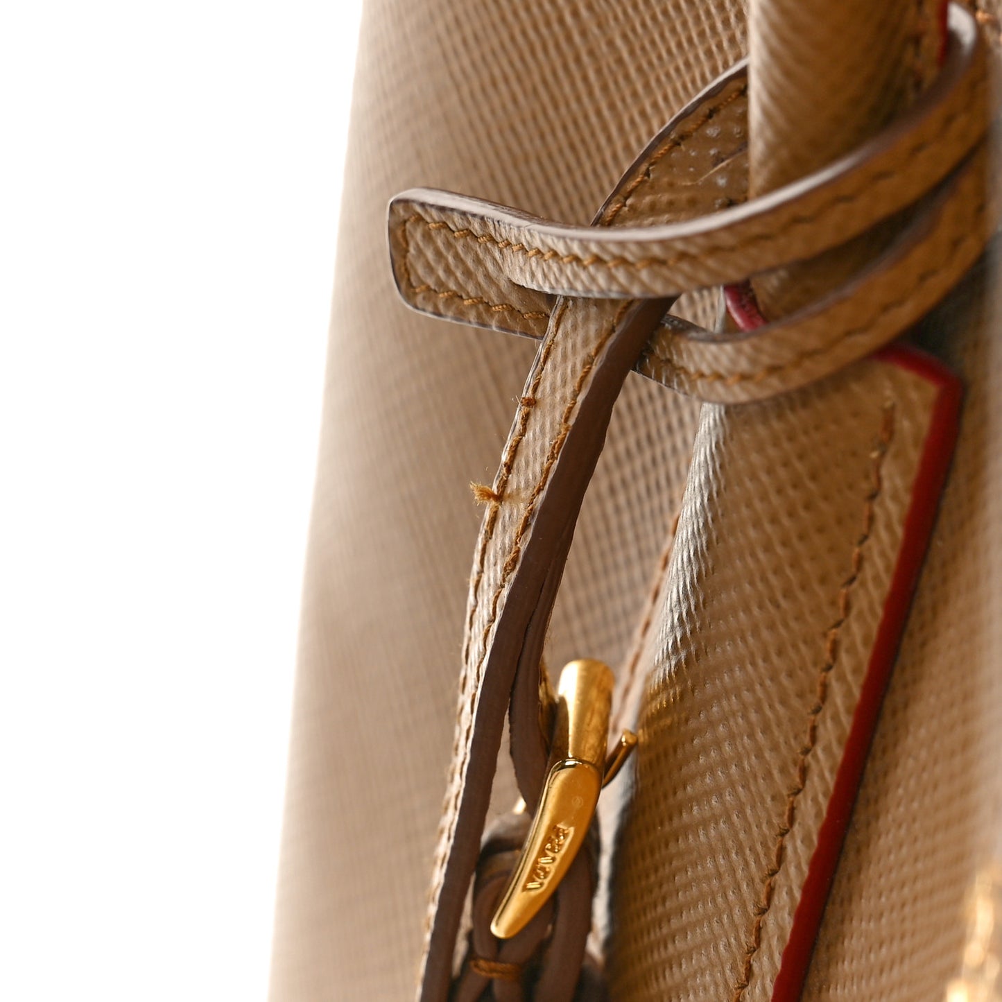 Saffiano Cuir Large Double Bag Caramel Fuoco