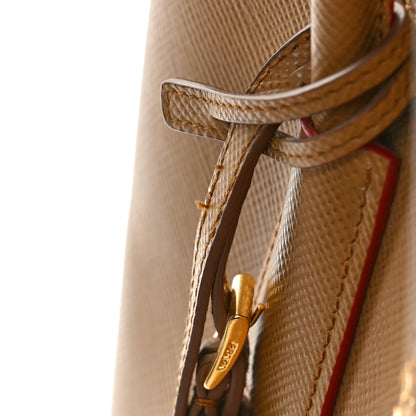 Prada Saffiano Cuir Large Double Bag Caramel Fuoco 10 of 17