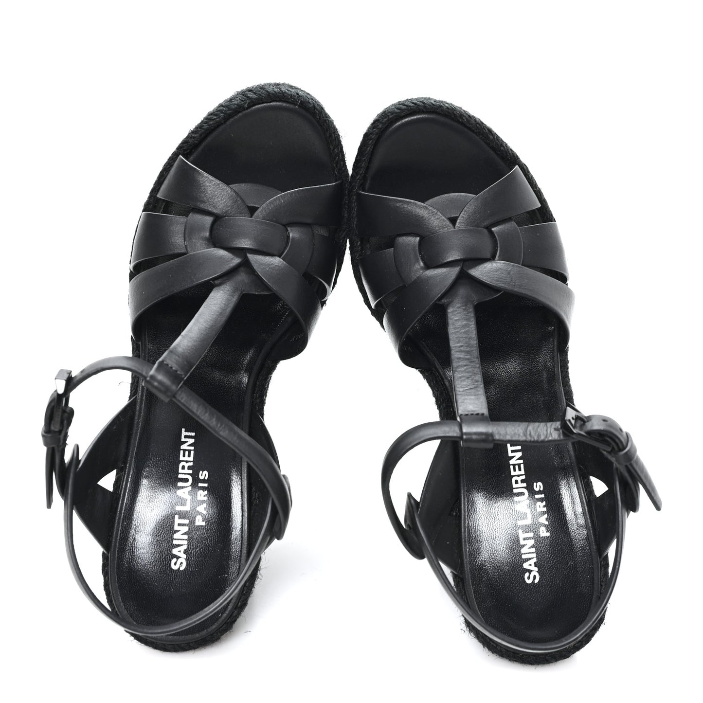 Calfskin Tribute 95 Platform Espadrille Wedge Sandals 36 Black