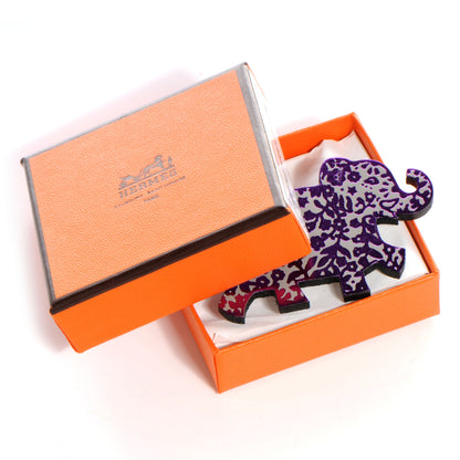 Hermes Leather Lucky Haati Elephant Key Chain Purple 4 of 5