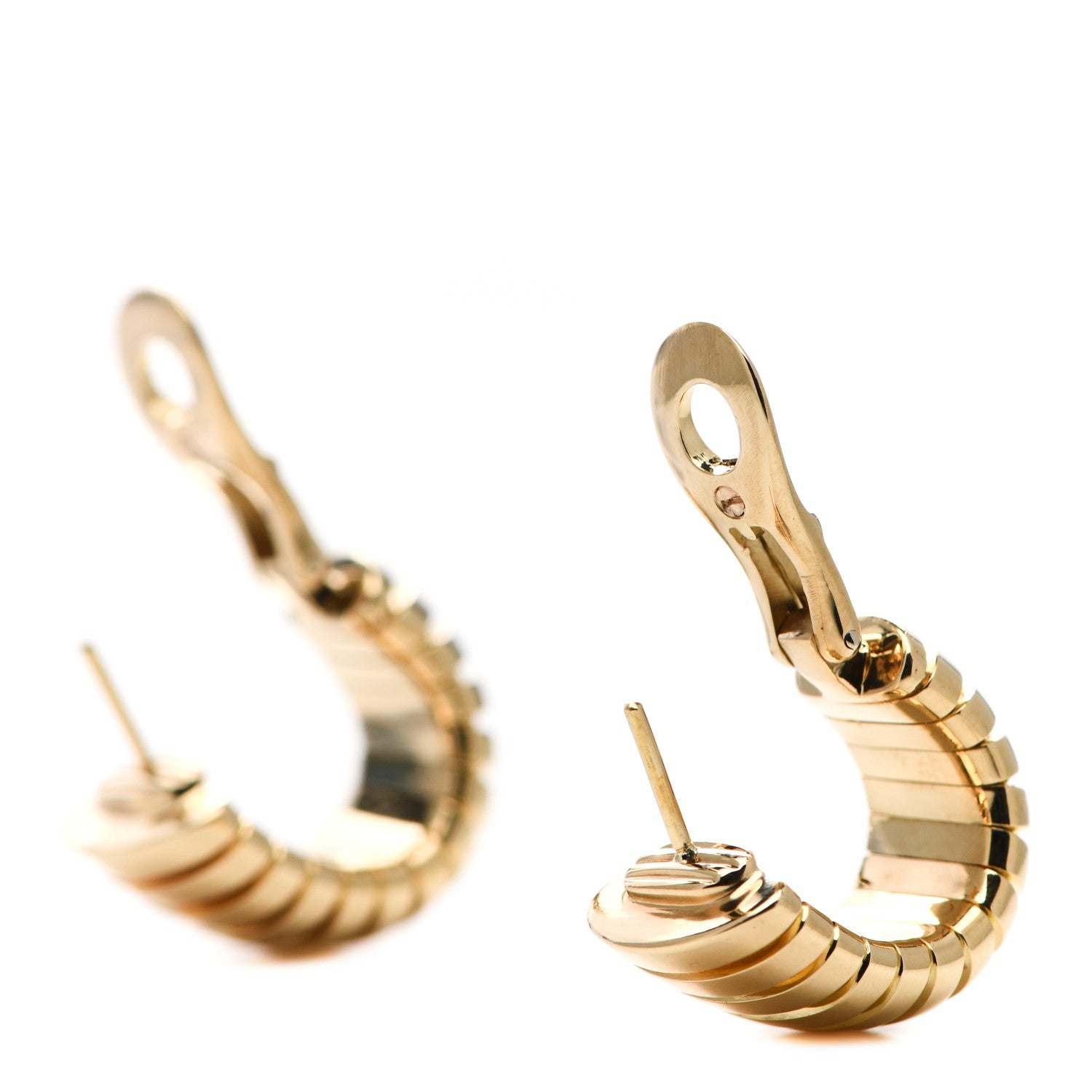 Bulgari 18K Yellow Gold Tubogas Hoop Earrings 3 of 4