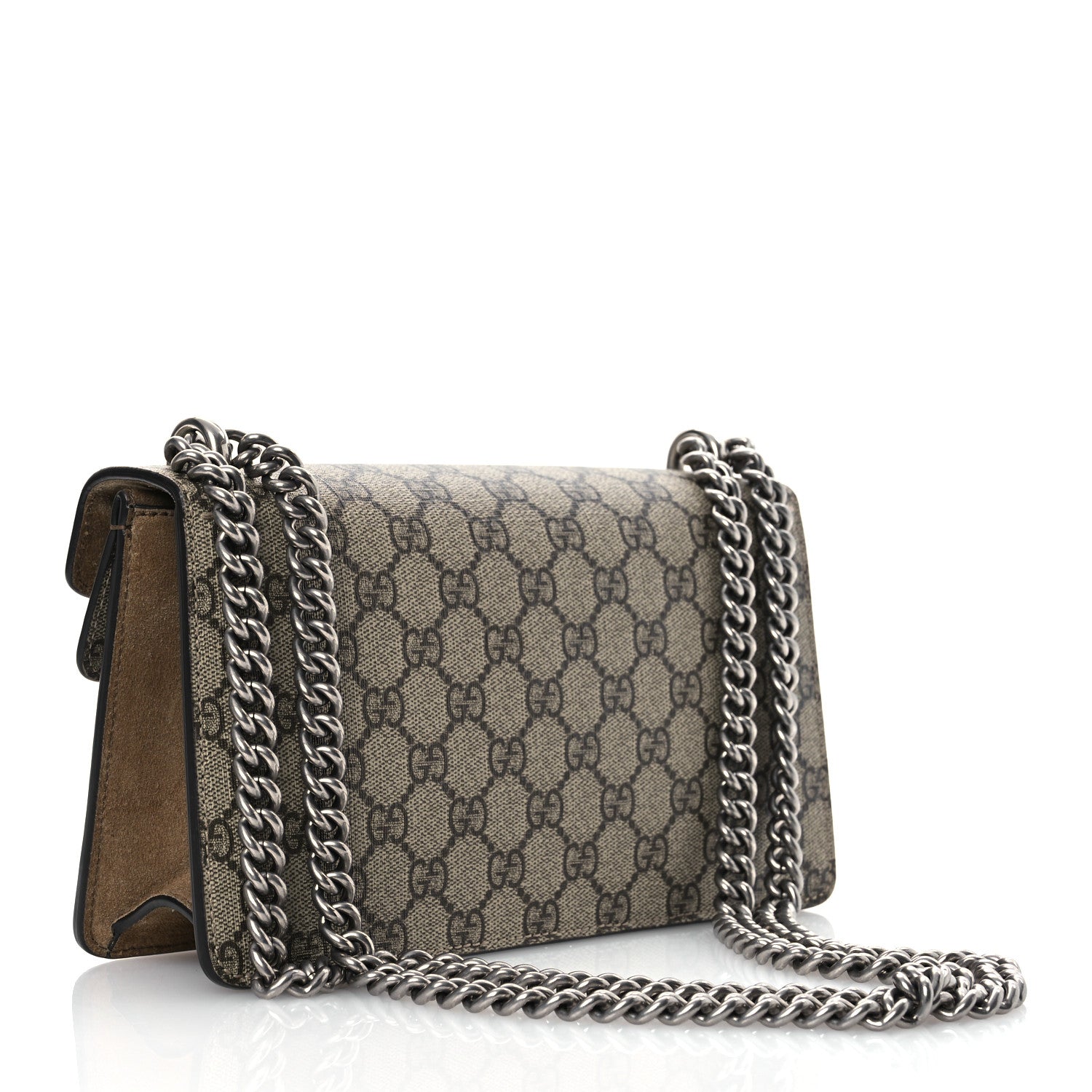 Gucci GG Supreme Monogram Suede Crystal Small Dionysus Shoulder Bag Beige Ebony Taupe 3 of 13