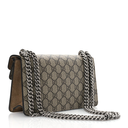 Gucci GG Supreme Monogram Suede Crystal Small Dionysus Shoulder Bag Beige Ebony Taupe 3 of 13