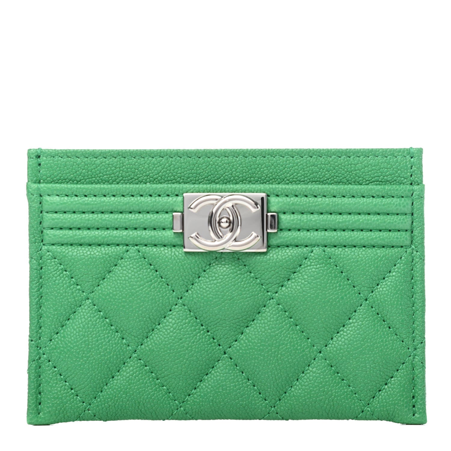 Chanel Caviar Quilted Boy Card Holder Green 1 of 4