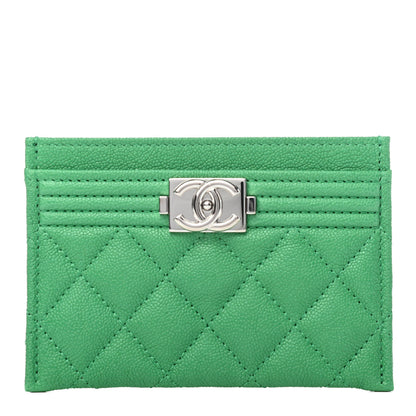 Chanel Caviar Quilted Boy Card Holder Green 1 of 4