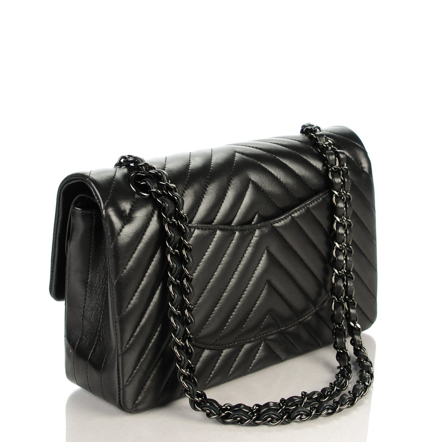 Lambskin Chevron Medium Double Flap So Black
