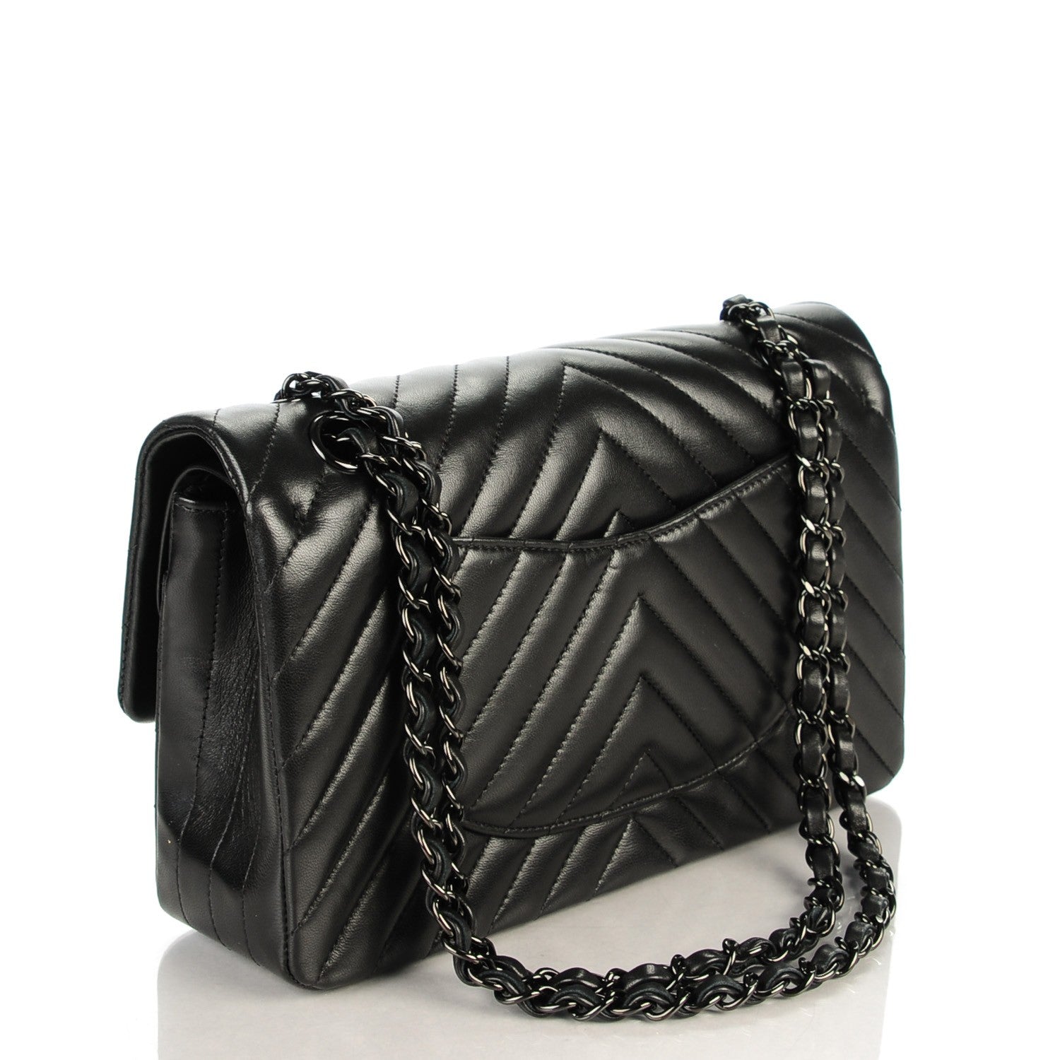 Chanel Lambskin Chevron Medium Double Flap So Black 3 of 9