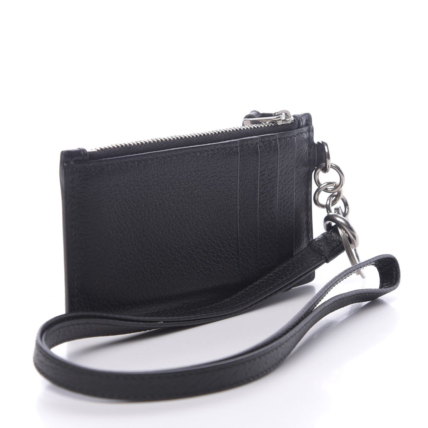 Calfskin Logo Lanyard Card Case Black