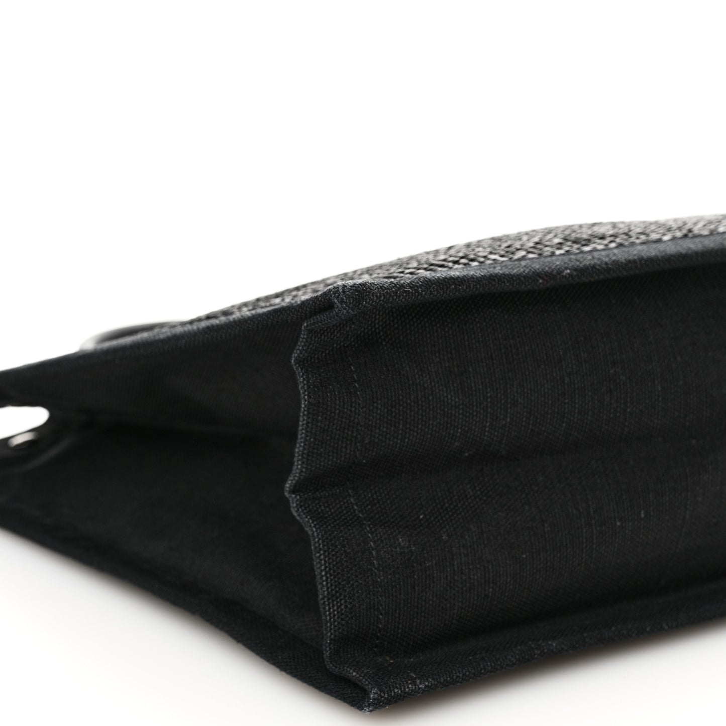 Raffia Linen Calfskin Rive Gauche Tote Black
