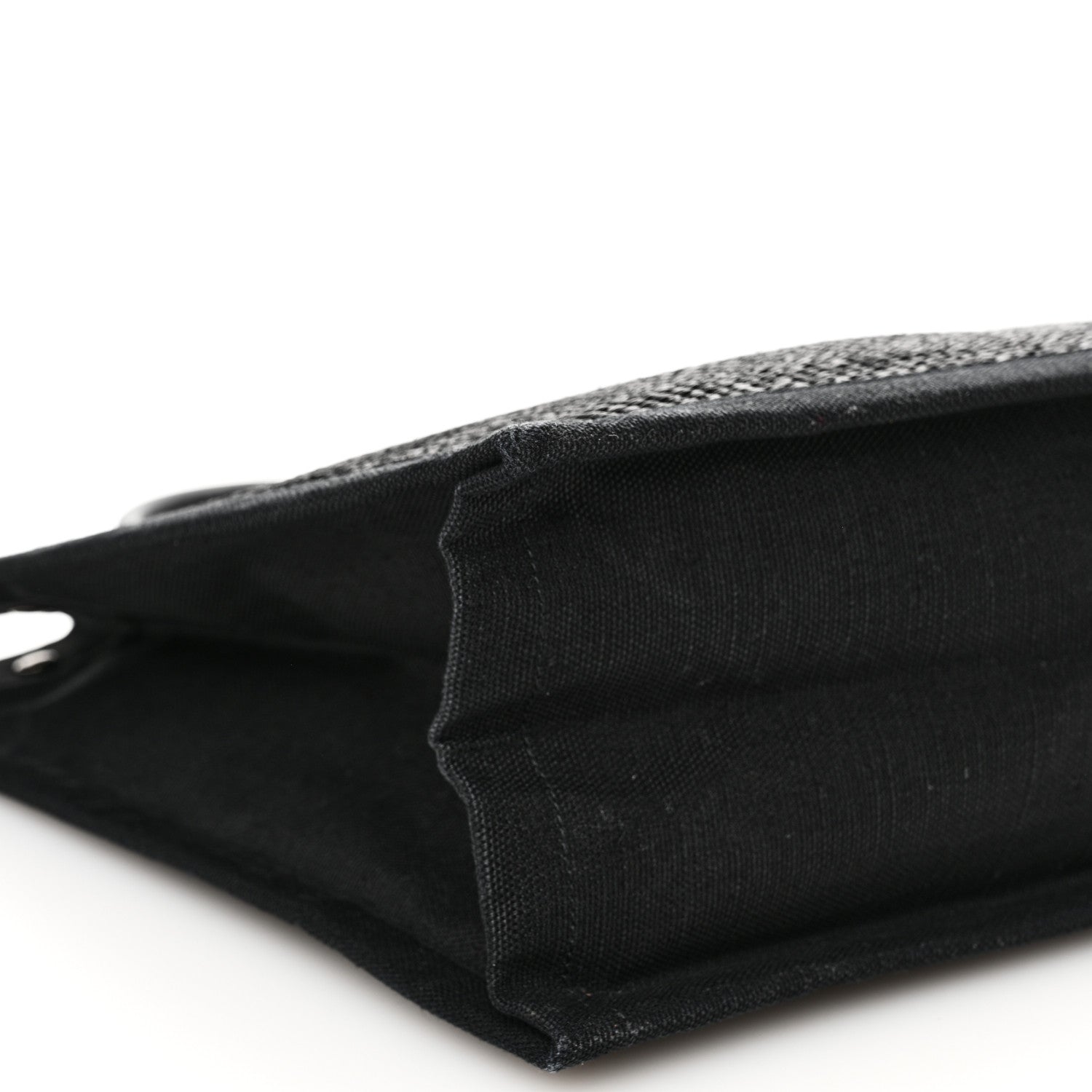 Saint Laurent Raffia Linen Calfskin Rive Gauche Tote Black 9 of 10