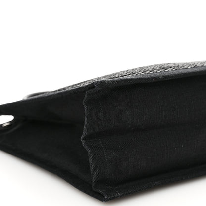 Saint Laurent Raffia Linen Calfskin Rive Gauche Tote Black 9 of 10