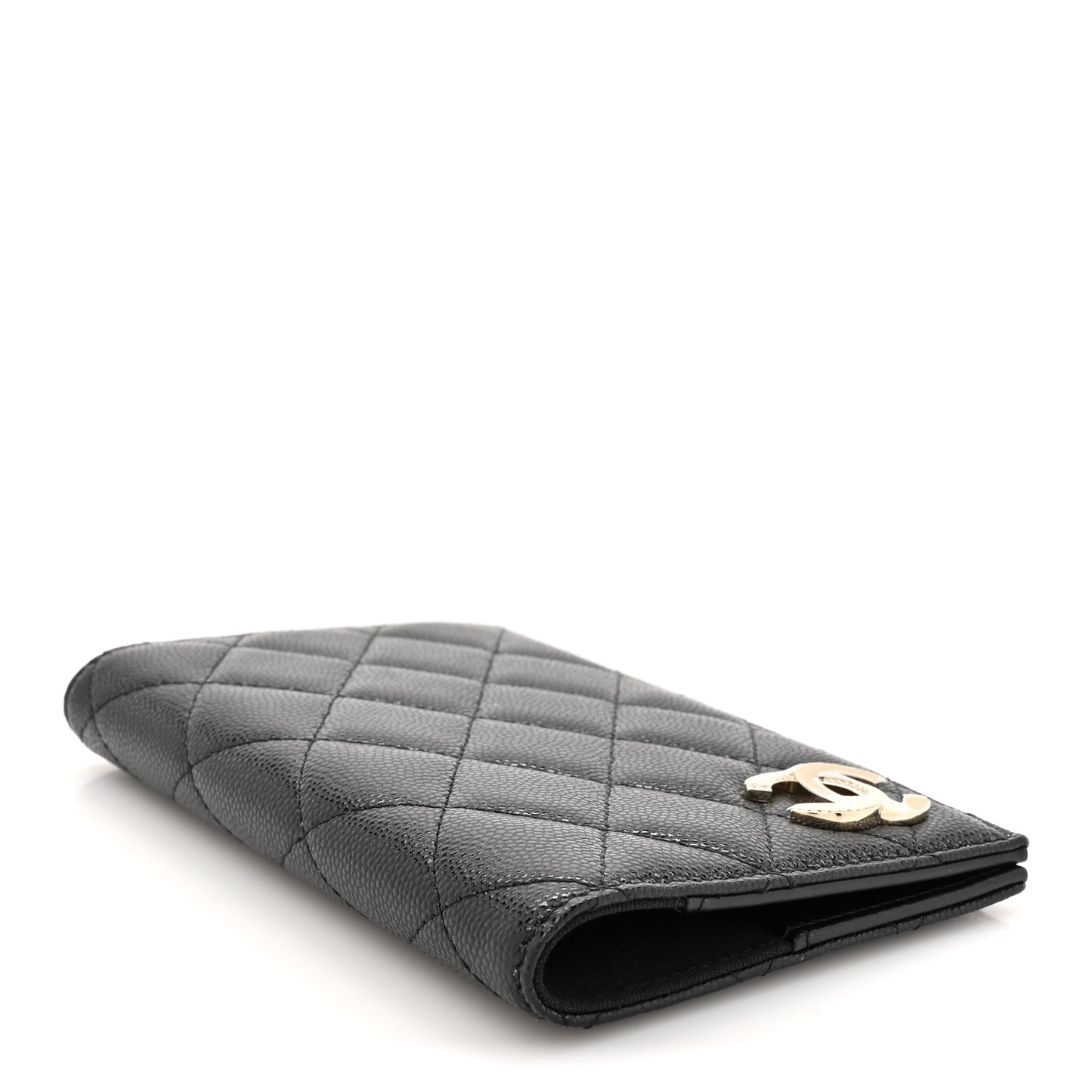 Caviar Quilted Crystal CC Passport Holder Black