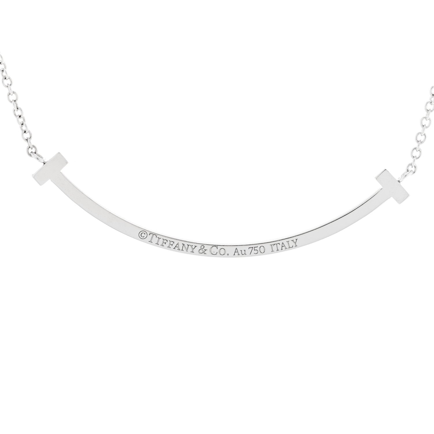 Tiffany 18K White Gold Diamond Small T Smile Pendant Necklace 6 of 6
