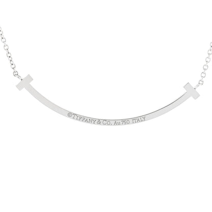 Tiffany 18K White Gold Diamond Small T Smile Pendant Necklace 6 of 6