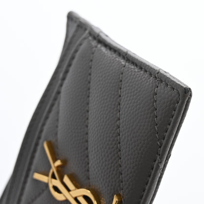 Saint Laurent Grain De Poudre Matelasse Chevron Monogram Credit Card Case Fog 13 of 16