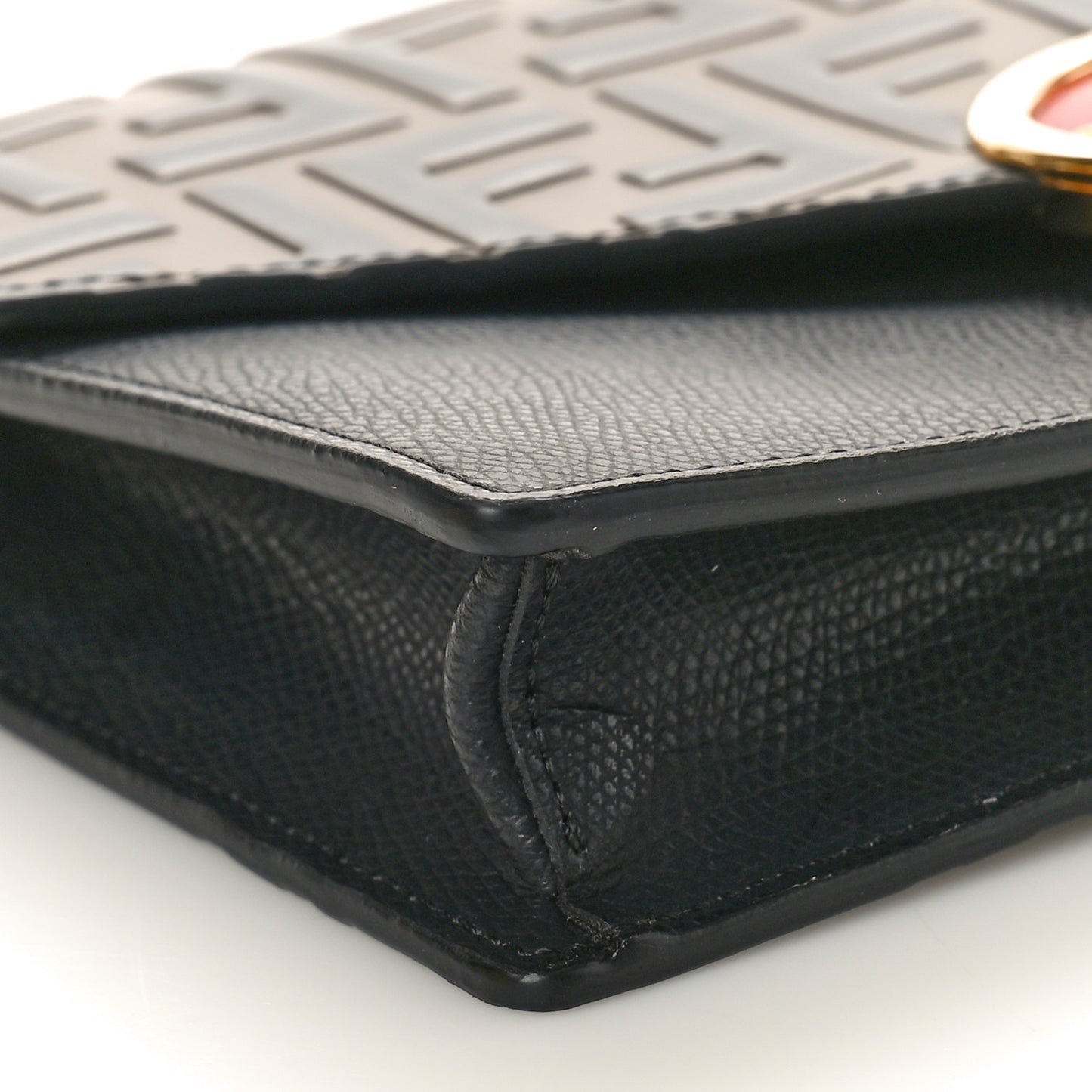 Vitello Cruise F is Fendi Bi-Color FF 1974 Embossed Medium Envelope Wallet On Chain Black Maya