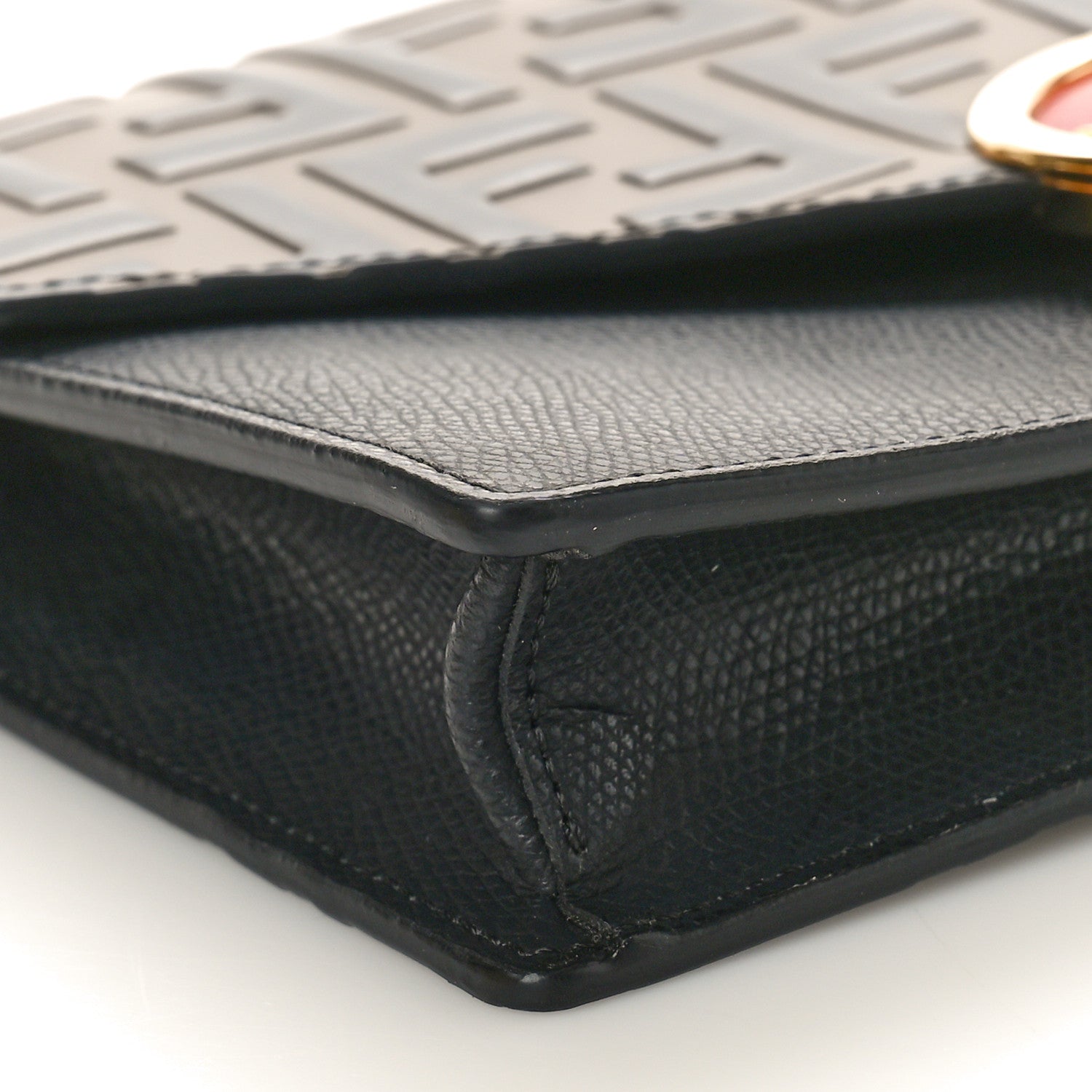 Fendi Vitello Cruise F is Fendi Bi-Color FF 1974 Embossed Medium Envelope Wallet On Chain Black Maya 8 of 10