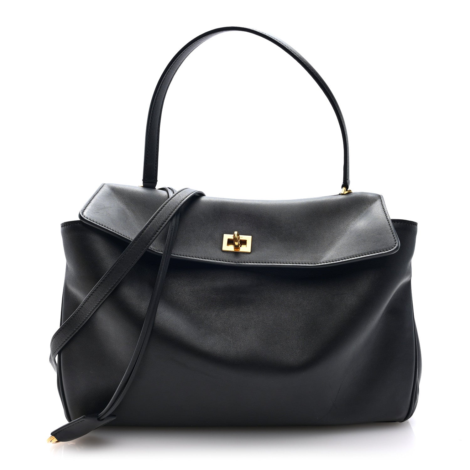Balenciaga Natural Smooth Calfskin Medium Rodeo Top Handle Handbag Black 1 of 9