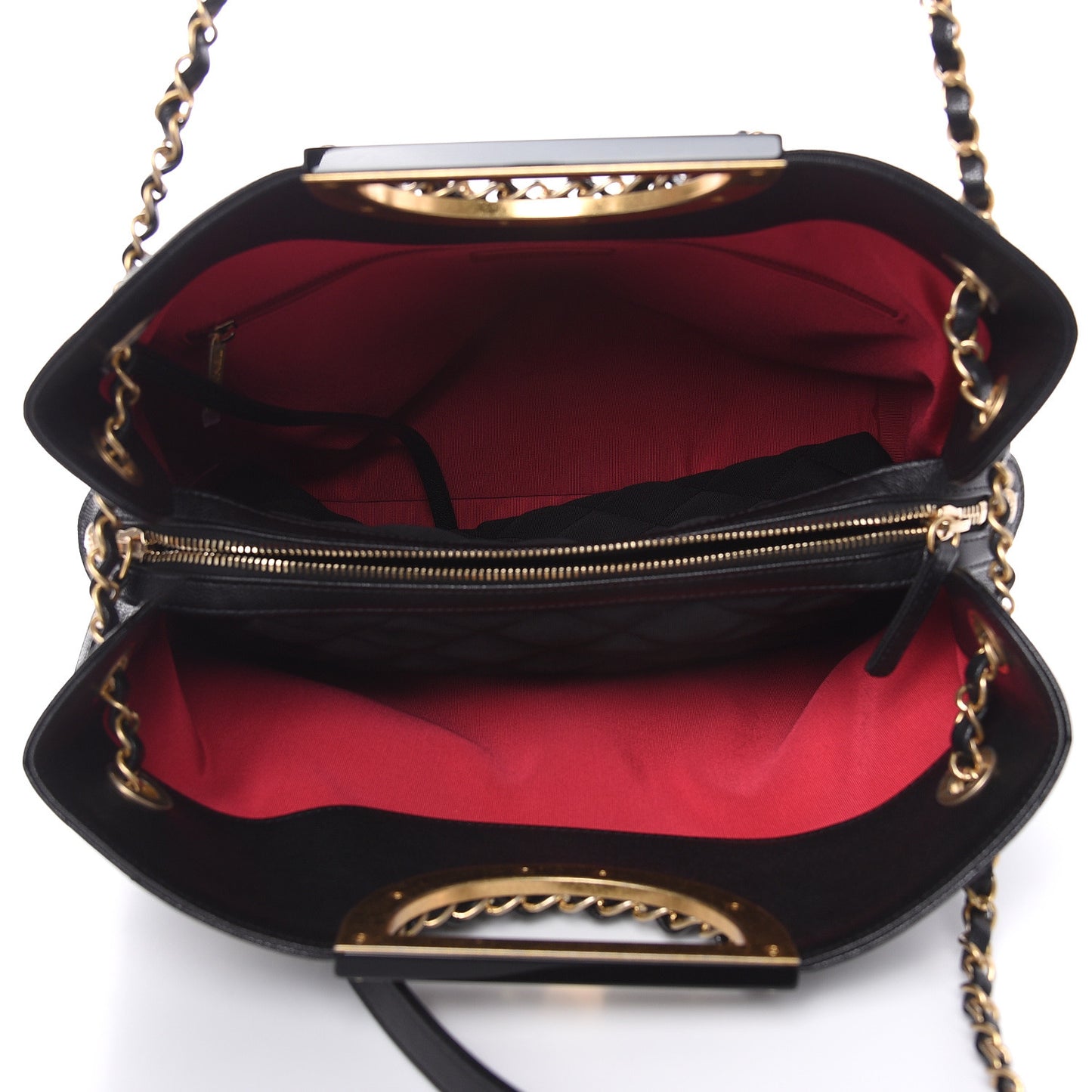 Caviar Quilted Large A Real Catch Shopping Bag Black