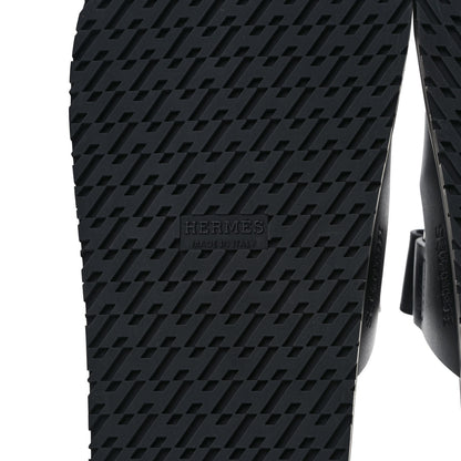 Hermes Calfskin Womens Chypre Sandals 39.5 Black 6 of 9