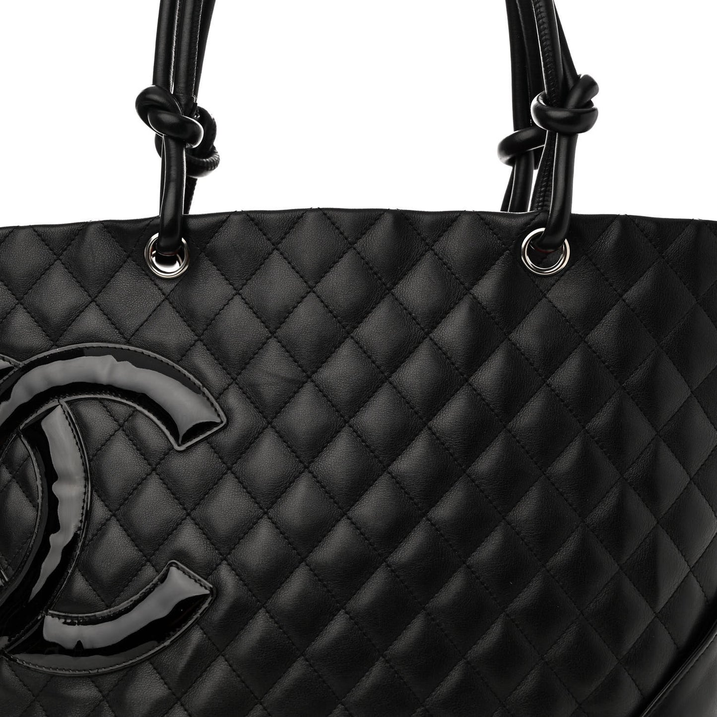 Calfskin Quilted Large Cambon Tote Black