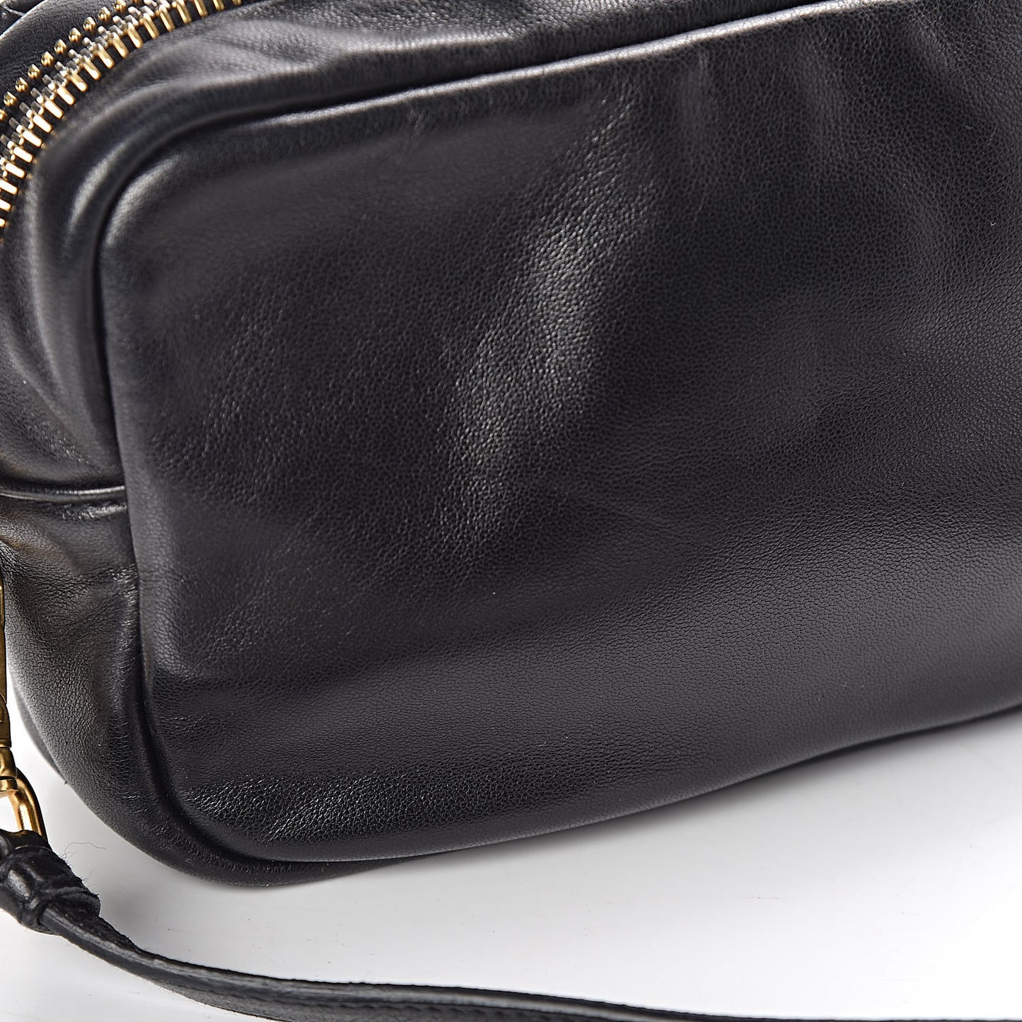 Glace Calfskin Zippers Bow Clutch Black