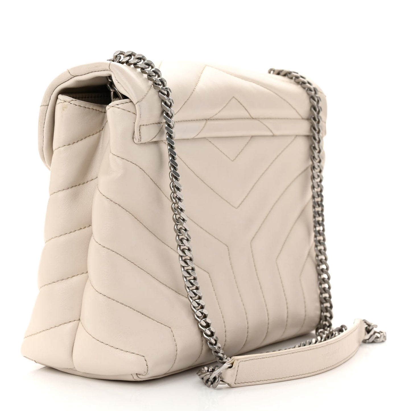 Calfskin Y Quilted Monogram Small Loulou Chain Satchel Ivory