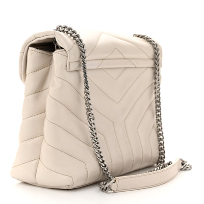 Saint Laurent Calfskin Y Quilted Monogram Small Loulou Chain Satchel Ivory 3 of 12