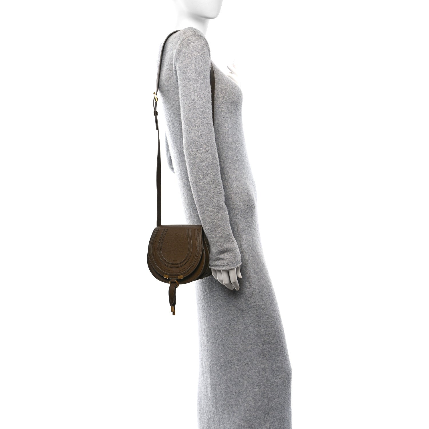 Chloe Grained Calfskin Small Marcie Saddle Bag Dark Khaki 2 of 10