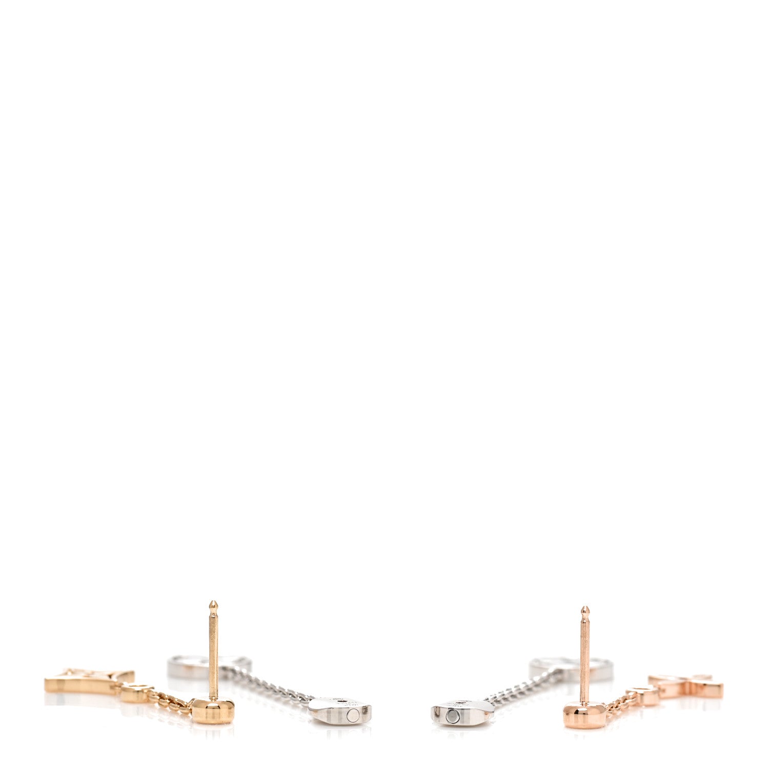 Louis Vuitton 18K Yellow White Pink Gold Diamond Blossom Long Drop Earrings 3 of 5