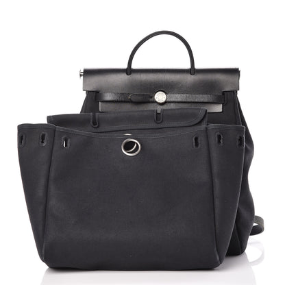 Hermes Toile Vache Calfskin Herbag 30 PM Backpack Black 3 of 20